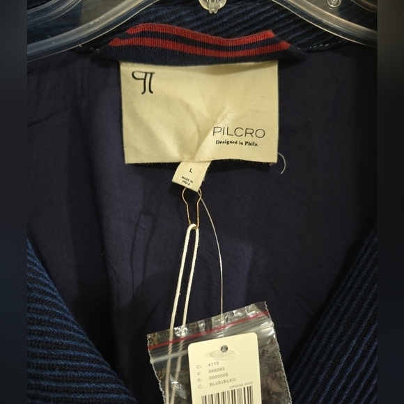 NWT Pilcro Navy Blue Cropped Denim Peacoat Jacket Large - Picture 9 of 10